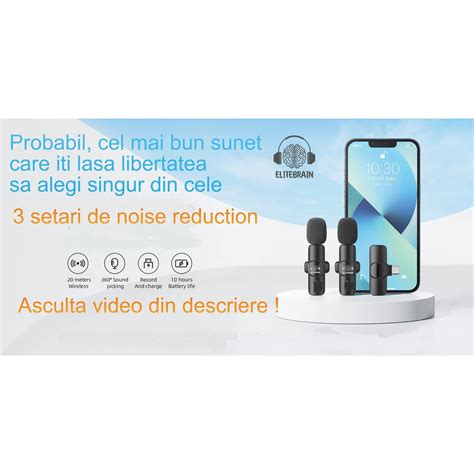 Set Microfoane Lavaliera Profesionala Android Elitebrain Wireless