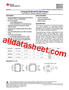 SN65HVD72DRBR 데이터시트 PDF Texas Instruments