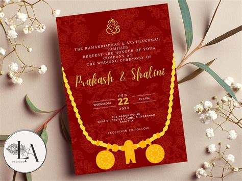 Tamil Wedding Invitation Instant Download Canva Template Indian Sri