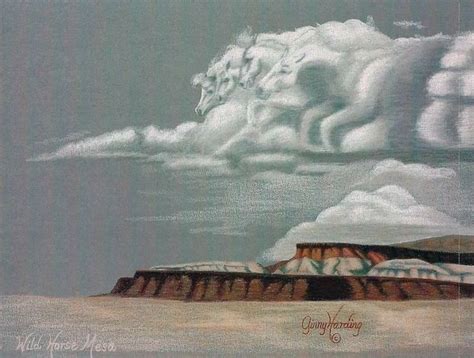 An Artistic Painting Of Clouds And Mountains In The Desert