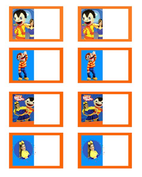 An Orange And Blue Photo Frame With Cartoon Characters On The Front