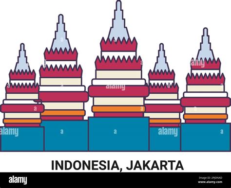 Indonesia Jakarta Travel Landmark Vector Illustration Stock Vector