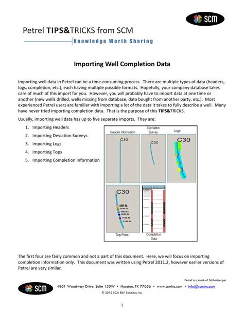 PDF Petrel TIPS TRICKS From SCM Scminc Importing Well