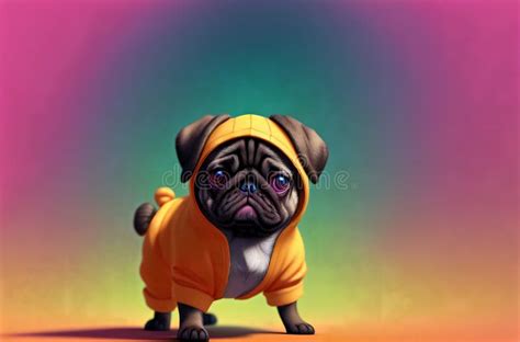 Cute Pug Puppy in Costume. Little Dog in Clothes. Generative AI. Stock ...