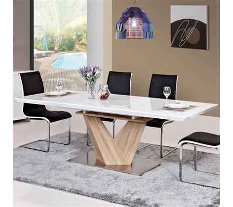 Table Extensible Rectangulaire Blanc Et Bois Cm Semjo Table But