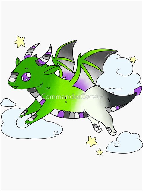 Aro Ace Pride Dragon Sticker By Commandercorvus Redbubble