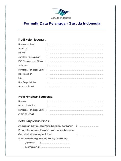 Formulir Data Pelanggan Pdf