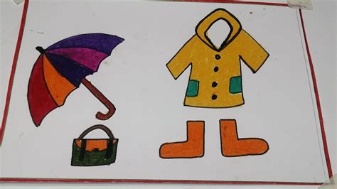 How To Draw And Color Rainy Season Clothes Easy How To Draw Raincoat