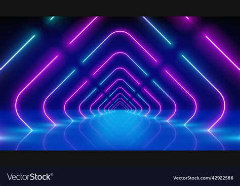 Glowing Neon Lines Tunnel Led Arcade Stage Vector Image