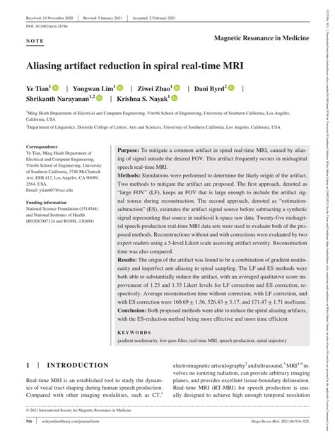 Pdf Aliasing Artifact Reduction In Spiral Real‐time Mri