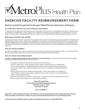 Fillable Online Get The EXERCISE FACILITY REIMBURSEMENT FORM