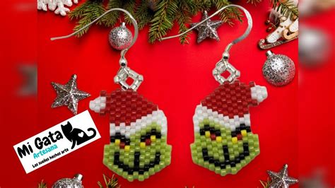 Grinch navideño miyuki arete peyote chaquira Fácil de hacer tutorial