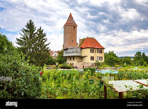 Noerdlinger Tor And Stadtm Hle In Dinkelsbuehl Bavaria Germany Stock