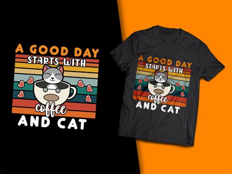 Coffee With Cat T Shirt Design Graphic By Tshirtado · Creative Fabrica