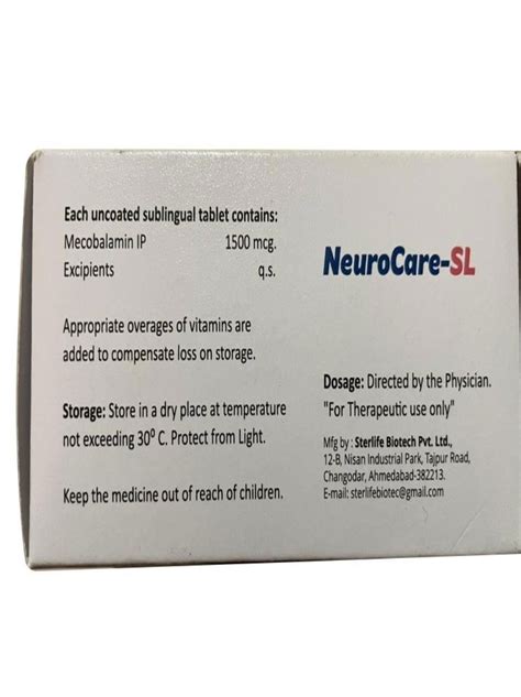 Methylcobalamin,Sublingual 1500mcg Mecobalamin Sublingual Tablet, 10x10 ...