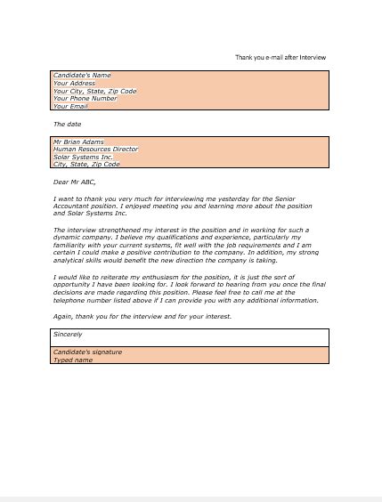 Thank You Email Samples After Interview Latest Resume Sample