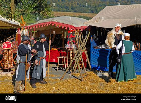 Medieval Market Stalls Selling Medieval Goods Medieval Dressed People