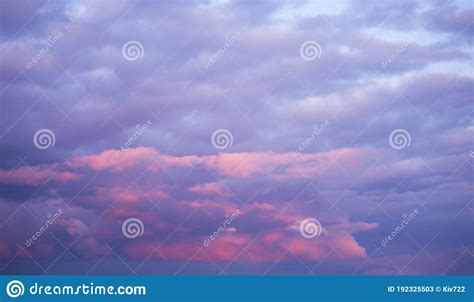 Beautiful Clouds Before The Rain Evening Sunset Sky In Blue Stock