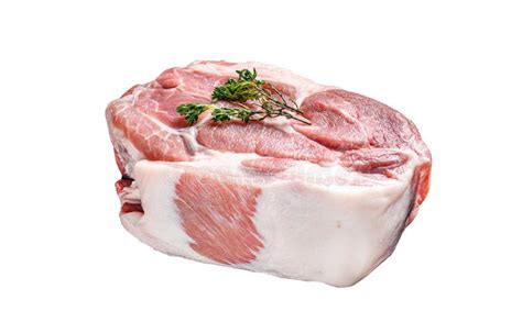 Raw Pork Neck Meat Chop Steak Isolated On White Background Stock