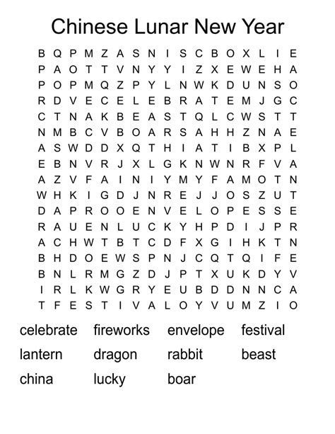 Chinese Lunar New Year Word Search Wordmint