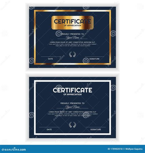 Plantilla De Premio Creativa De Certificado De Apreciaci N Dorado