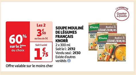 Promo Soupe Mouliné De Légumes Français Knorr chez Auchan iCatalogue fr