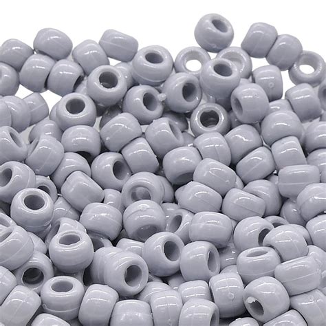 Pony Beads Plastic Barrel X Mm Silver Grey Pk Beads And