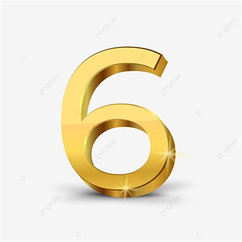 Number 3d Gold Vector Hd Png Images Gold 3d Number 6 6 Six Number