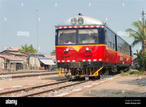 Train Arrives At Battambang Railway Station In Battambang Cambodia