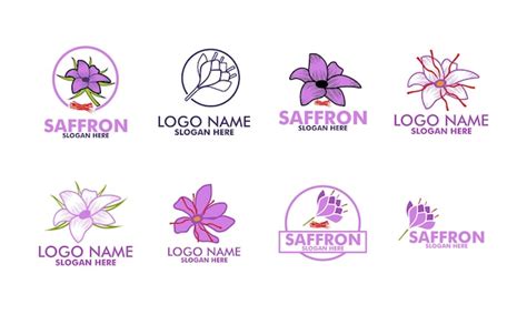 Premium Vector Set Of Saffron Logo Vector Purple Flower Logo Template