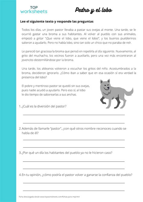 Ficha Para Imprimir Pedro Y El Lobo Página 1 Topworksheets