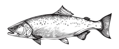 Salmon Fish Hand Drawn Sketch Vector Illustration Vector Art