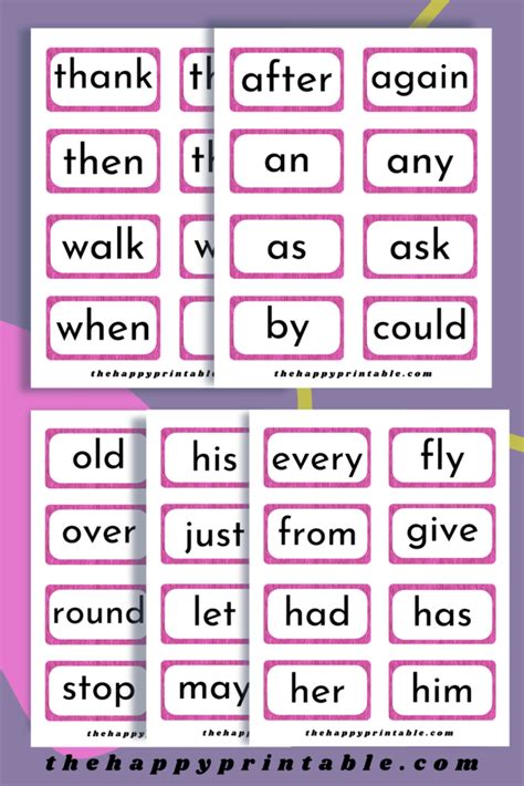 First Grade Dolch Sight Word Flashcards The Happy Printable