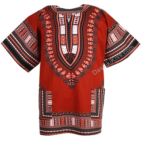 Brick Red African Dashiki Shirt Dashikikiss