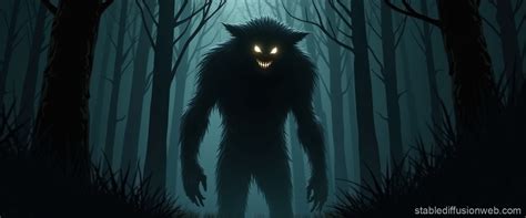 Terrifying Skinwalker In Dark Forest Stable Diffusion Online