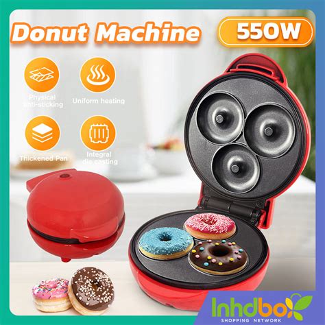 INHDBOX 3 hole Donut Maker Machine Double Sided Heating Doughnut Makers Breakfast Machine hot ...