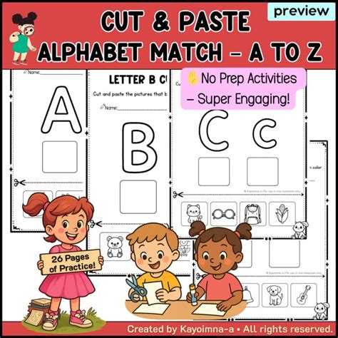 cut paste alphabet match   beginning sounds worksheets  prek
