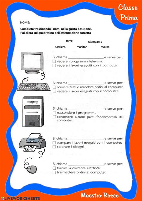 Le Parti Del Computer Worksheet Computer Online Computer Coding