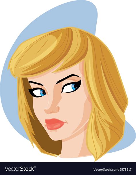 Pretty Woman With Sandy Blonde Hair Portrait Carto