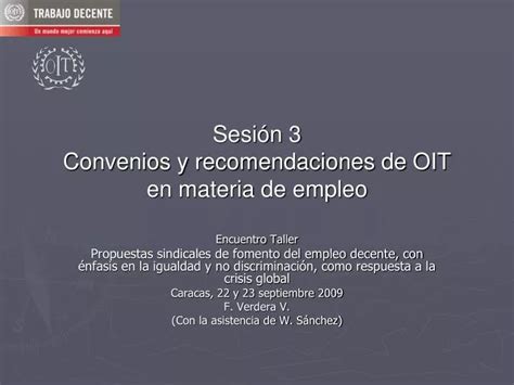 Ppt Sesión 3 Convenios Y Recomendaciones De Oit En Materia De Empleo