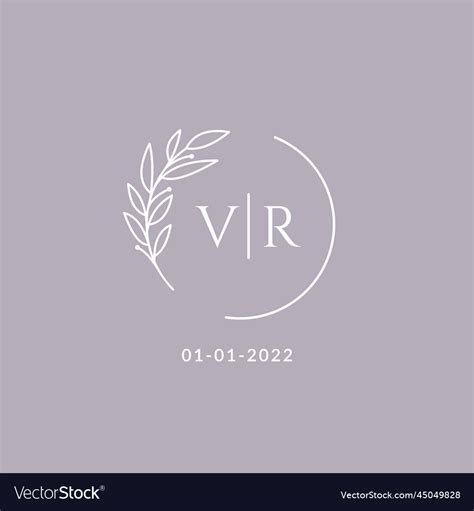 Initial Monogram Vr Wedding Logo With Decorative Vector Image