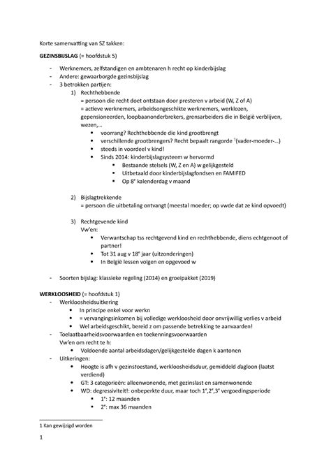 Korte Samenvatting Van Sz Takken Korte Samenvatting Van Sz Takken