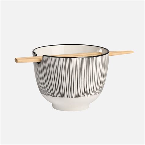 Set Of Kiri Noodle Bowls With Chopsticks By Torre Tagus Black