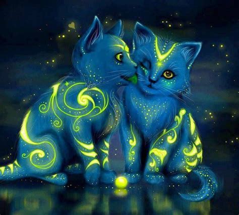 Blue Cats Purple Cat Cat Art Cute Animal Drawings