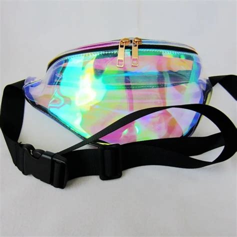 Punk Reflective Laser Fanny Pack Translucent Pvc Waist Bag Women