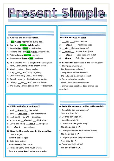 Ejercicios Resueltos Del Presente Simple Ejercicios De Idioma Inglés Docsity