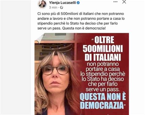 Ylenja Lucaselli Fdi Milioni Di Italiani Non Potranno Andare Al