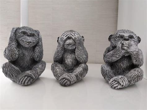 Apen Horen Zien Zwijgen Beeld Aap Beton 15cm Hoog Chimpansee Decoratie