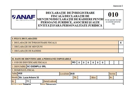 Nexus Analist Actualizare Formular 010 Conform Modificarilor Anaf