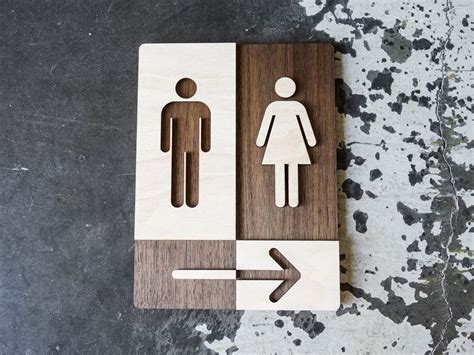 Unisex Wood Restroom Arrow Sign Male Female Directional Sign Various